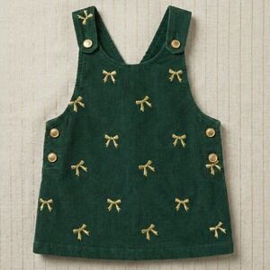 Nicole Miller Green Gold Bow Mini Dress Baby Christmas Holiday